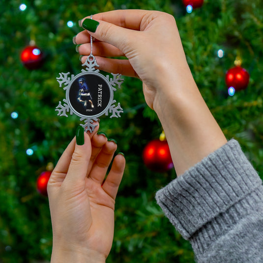 Custom Picture Pewter Snowflake Ornament - Gritty Effect