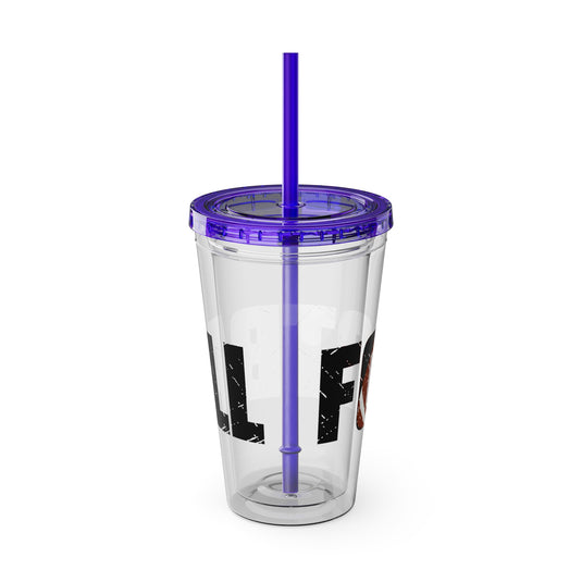 Football 16 oz Sunsplash Tumbler with Straw