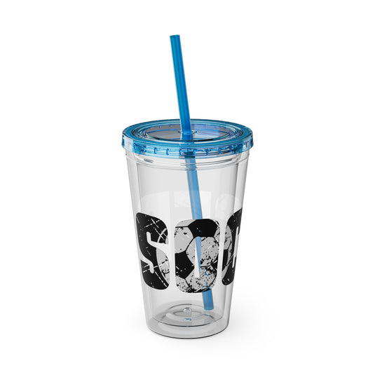 Soccer 16 oz Sunsplash Tumbler with Straw