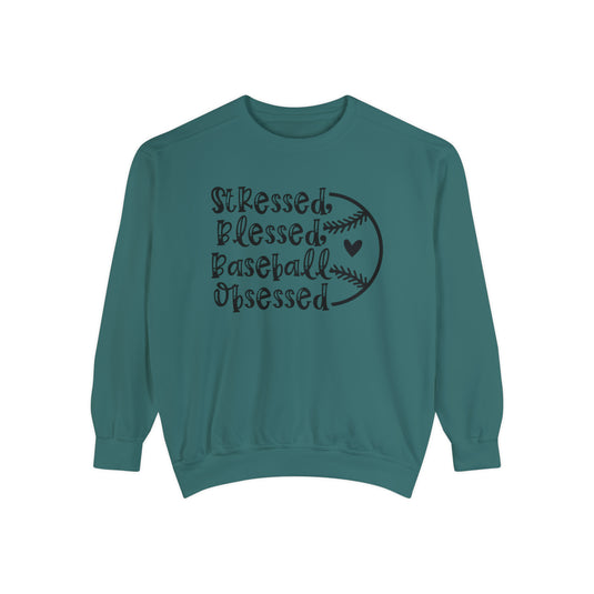 Stressed Blessed Baseball Obsessed Adult Unisex Premium Crewneck Sweatshirt