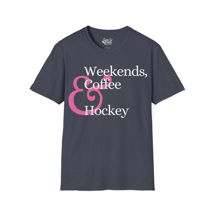 Weekends Coffee & Hockey Pink Design Adult Unisex T-Shirt