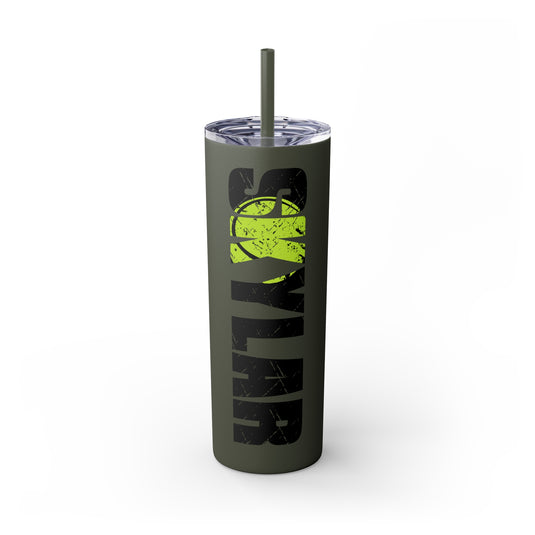 Tennis 20oz Skinny Tumbler with Straw w/Custom Name