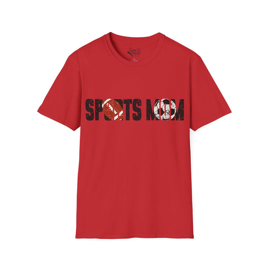 Sports Mom w/Football & Soccer Ball Adult Unisex Basic T-Shirt