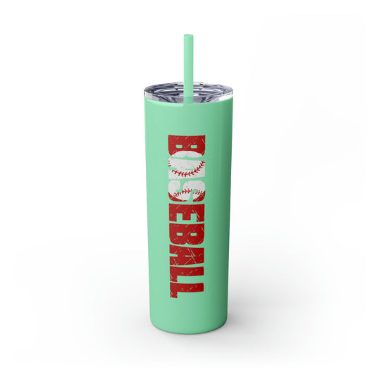 Baseball 20oz Skinny Tumbler with Straw in Matte or Glossy