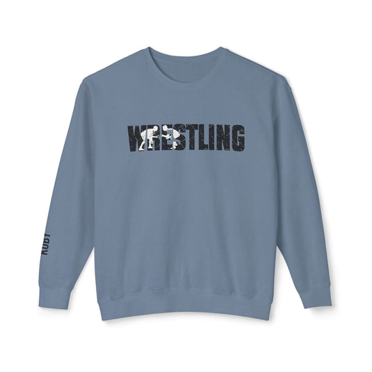 Wrestling Adult Unisex Premium Crewneck Sweatshirt w/Name on Sleeve