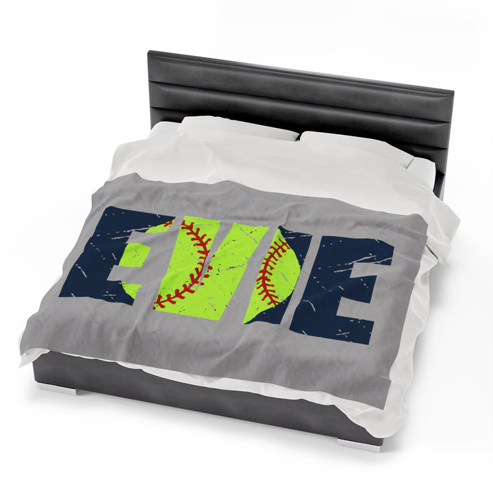 Softball Plush Blanket w/Custom Name