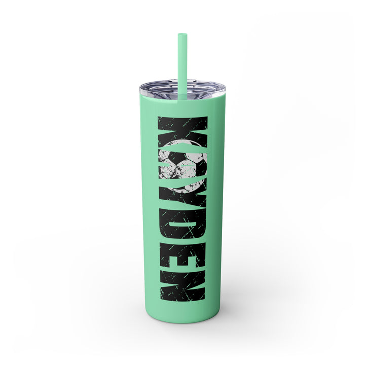 Soccer 20oz Skinny Tumbler with Straw w/Custom Name