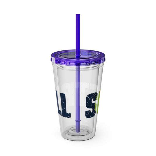 Softball 16 oz Sunsplash Tumbler with Straw