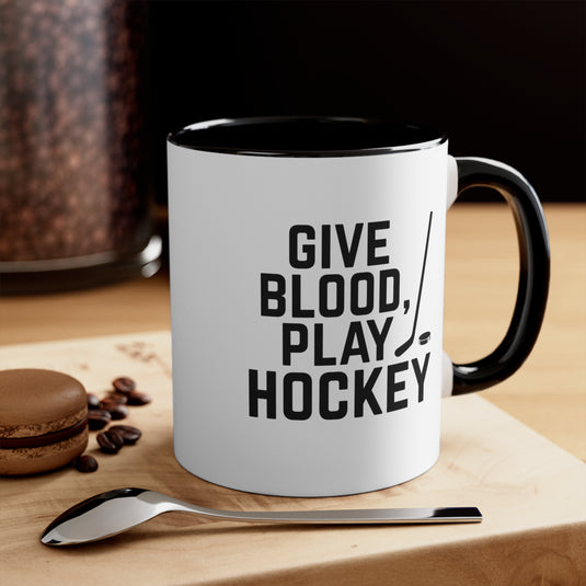 Give Blood Play Hockey 11oz Accent Mug