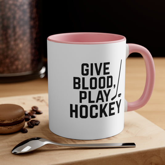 Give Blood Play Hockey 11oz Accent Mug