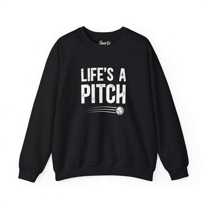 Life's a Pitch Baseball Adult Unisex Crewneck Sweatshirt