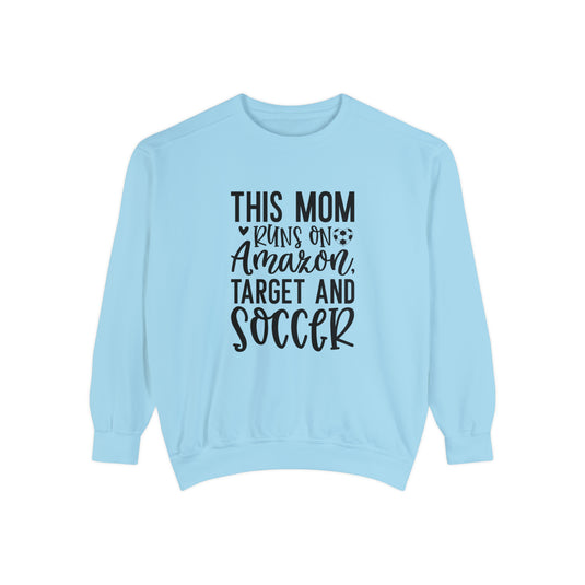 This Mom Runs on Amazon Soccer Adult Unisex Premium Crewneck Sweatshirt