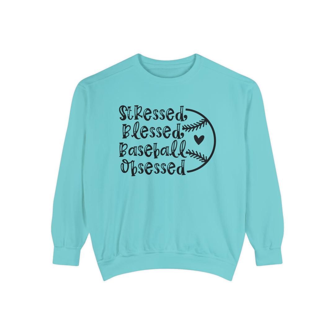 Stressed Blessed Baseball Obsessed Adult Unisex Premium Crewneck Sweatshirt