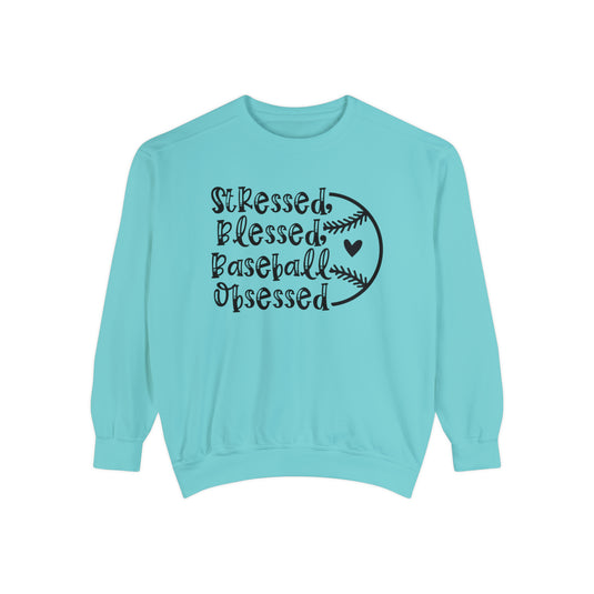 Stressed Blessed Baseball Obsessed Adult Unisex Premium Crewneck Sweatshirt