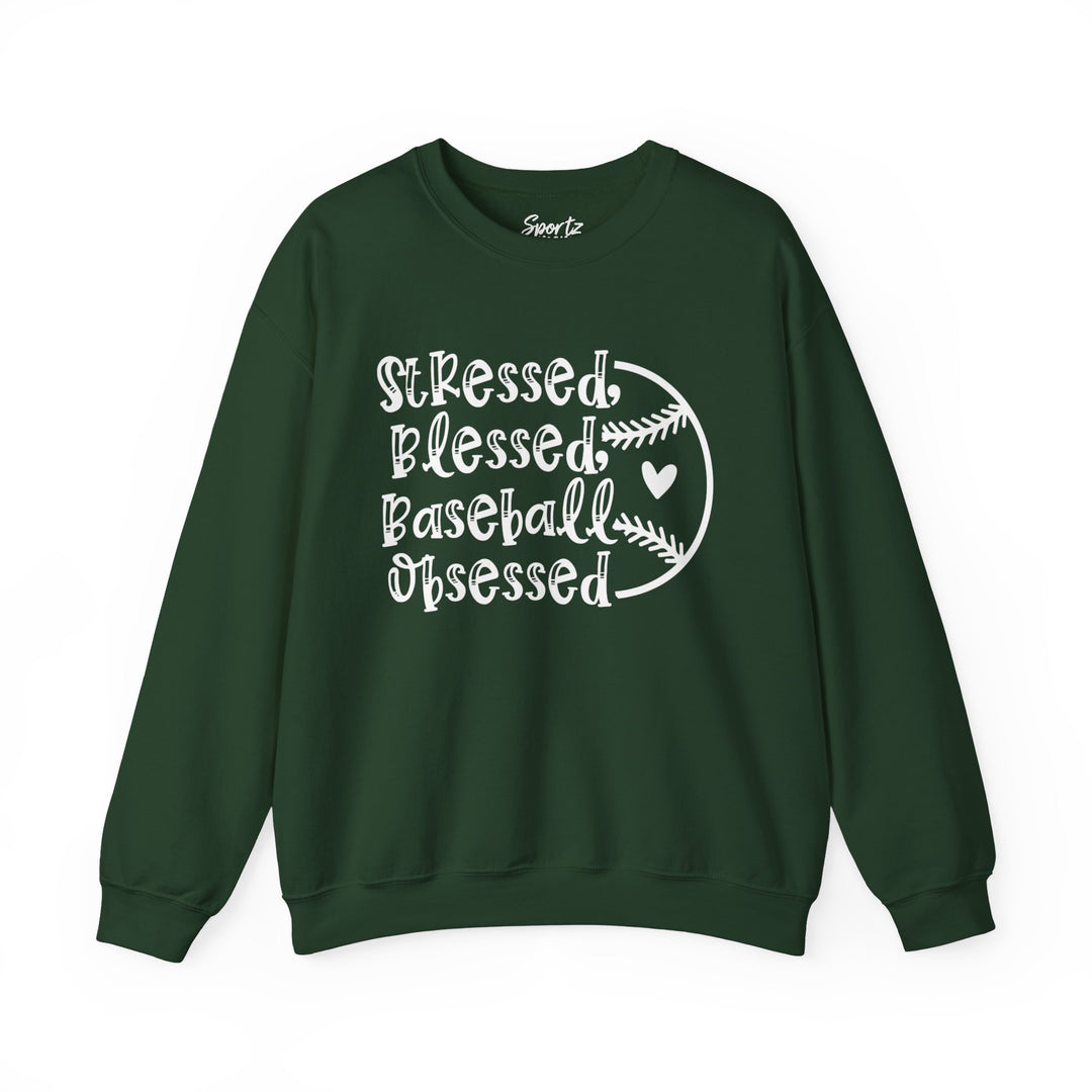 Stressed Blessed Baseball Obsessed Adult Unisex Crewneck Sweatshirt