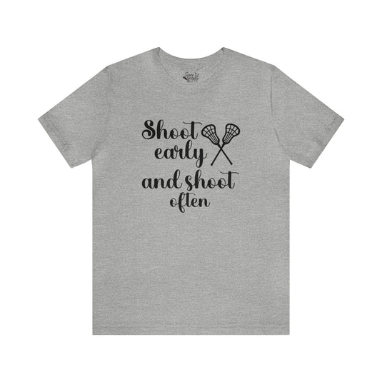 Shoot Early Lacrosse Adult Unisex Mid-Level T-Shirt