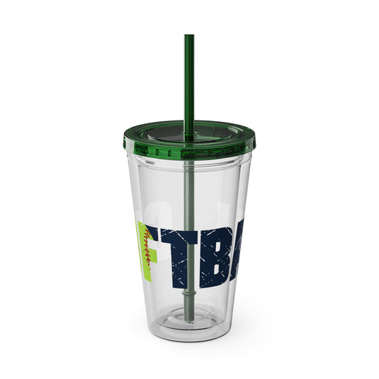 Softball 16 oz Sunsplash Tumbler with Straw