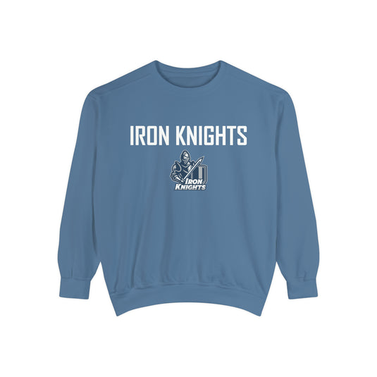 Iron Knights Premium Adult Unisex Crewneck Sweatshirt w/Name, Number & Bible Verse - All White or Blue Design