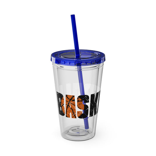 Basketball 16 oz Sunsplash Tumbler with Straw