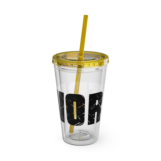 Basketball 16 oz Sunsplash Tumbler with Straw w/Custom Name