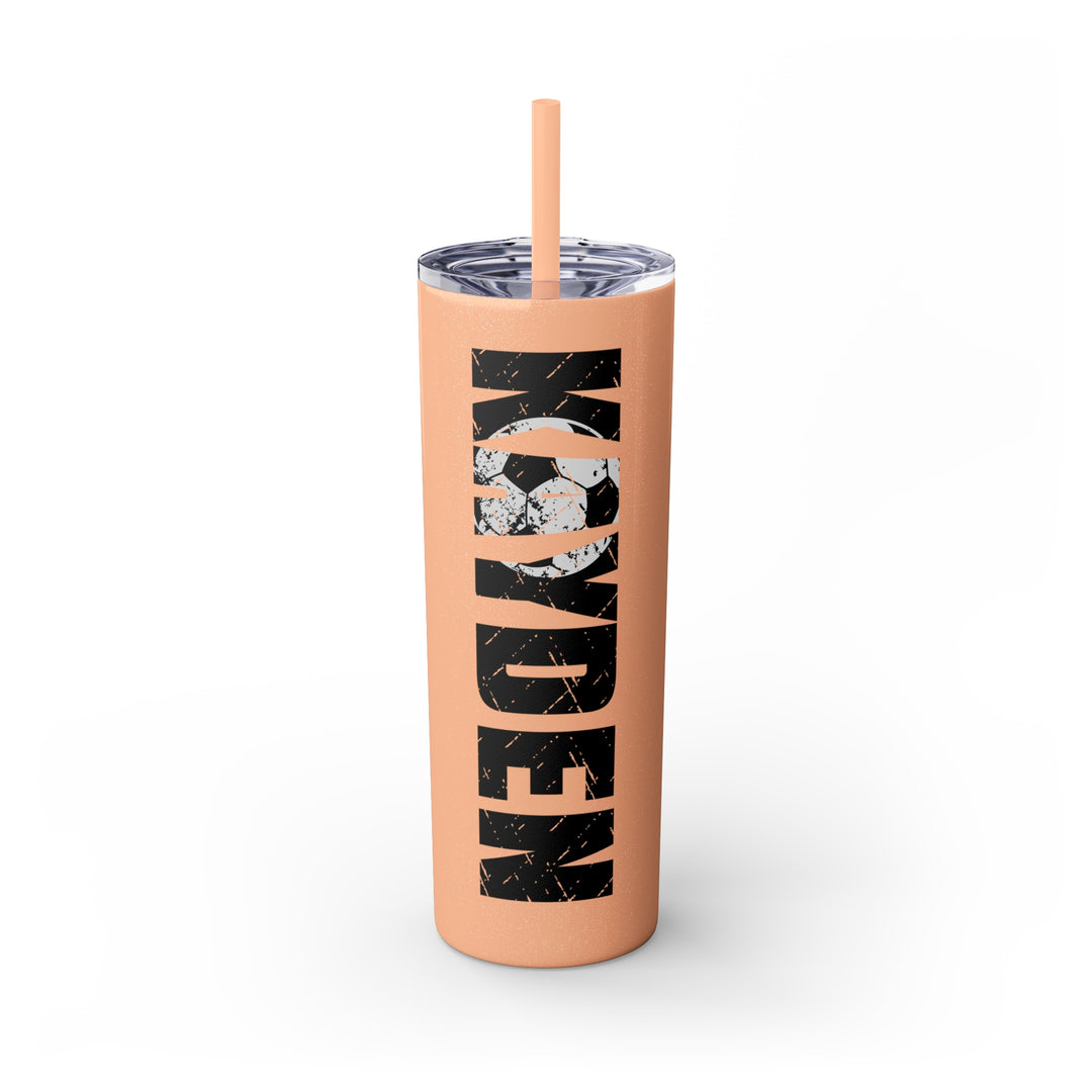 Soccer 20oz Skinny Tumbler with Straw w/Custom Name