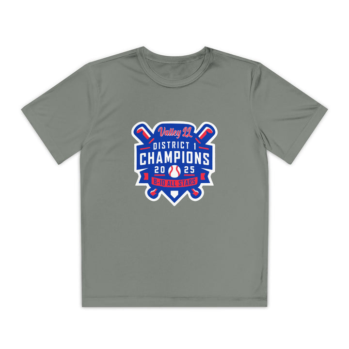 Valley Little League Baseball Unisex Youth Short Sleeve Competitor Moisture Wicking T-Shirt - District Champions