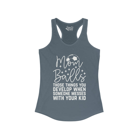 Mom Balls Soccer Adult Women's Racerback Tank