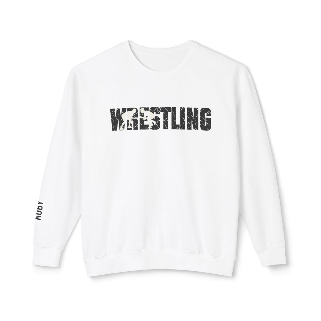 Wrestling Adult Unisex Premium Crewneck Sweatshirt w/Name on Sleeve