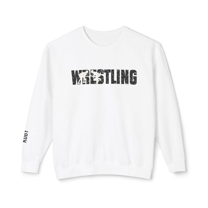 Wrestling Adult Unisex Premium Crewneck Sweatshirt w/Name on Sleeve