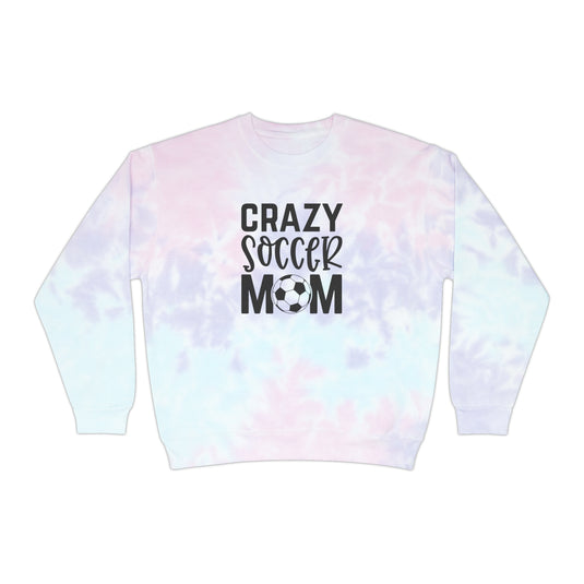 Crazy Soccer Mom Adult Unisex Tie-Dye Crewneck Sweatshirt