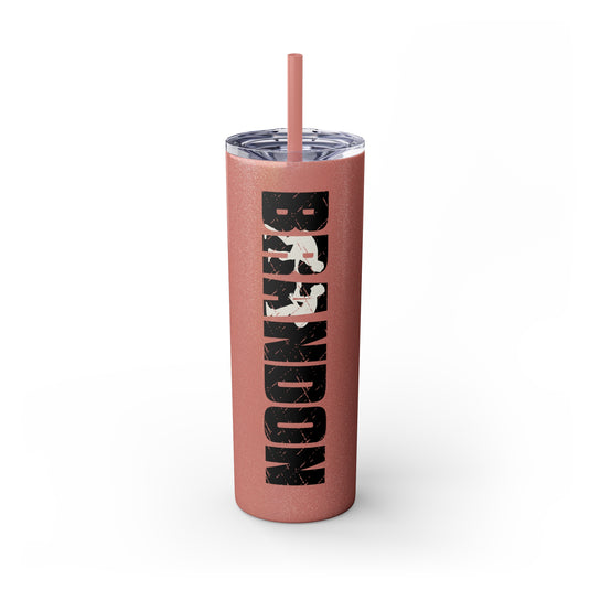 Wrestling 20oz Skinny Tumbler with Straw w/Custom Name