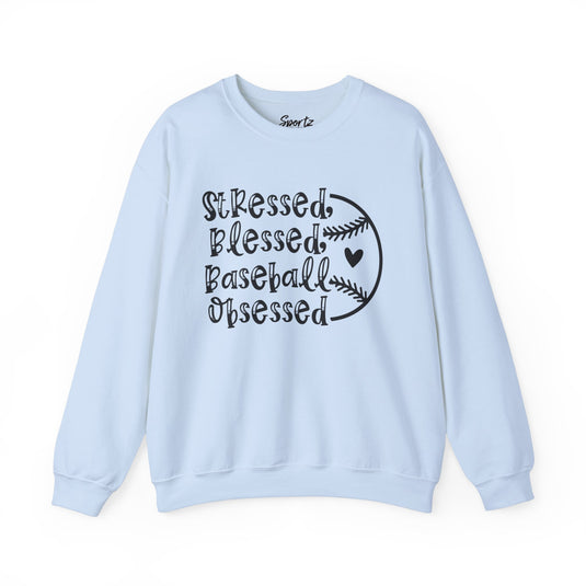 Stressed Blessed Baseball Obsessed Adult Unisex Basic Crewneck Sweatshirt