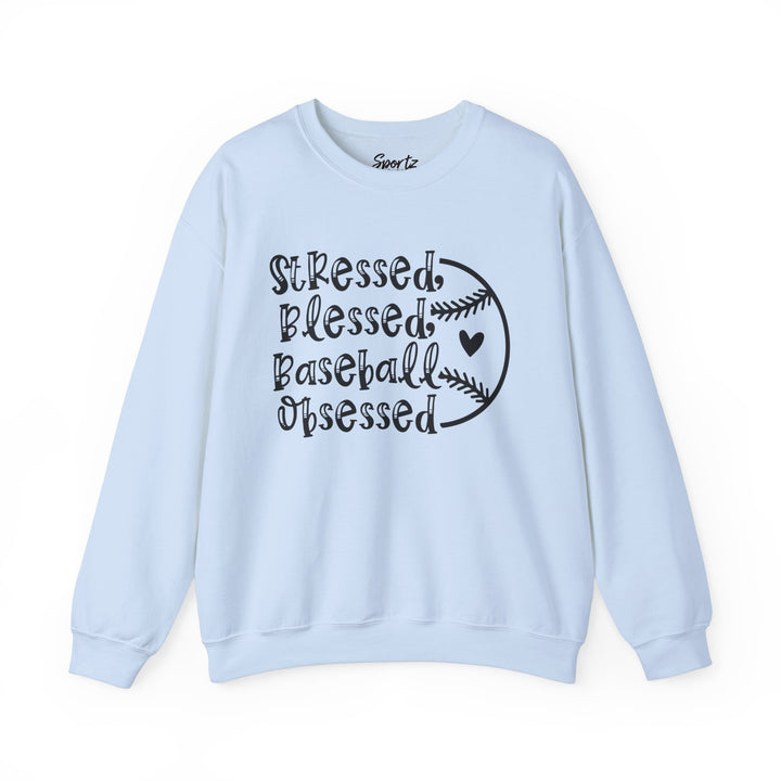 Stressed Blessed Baseball Obsessed Adult Unisex Crewneck Sweatshirt