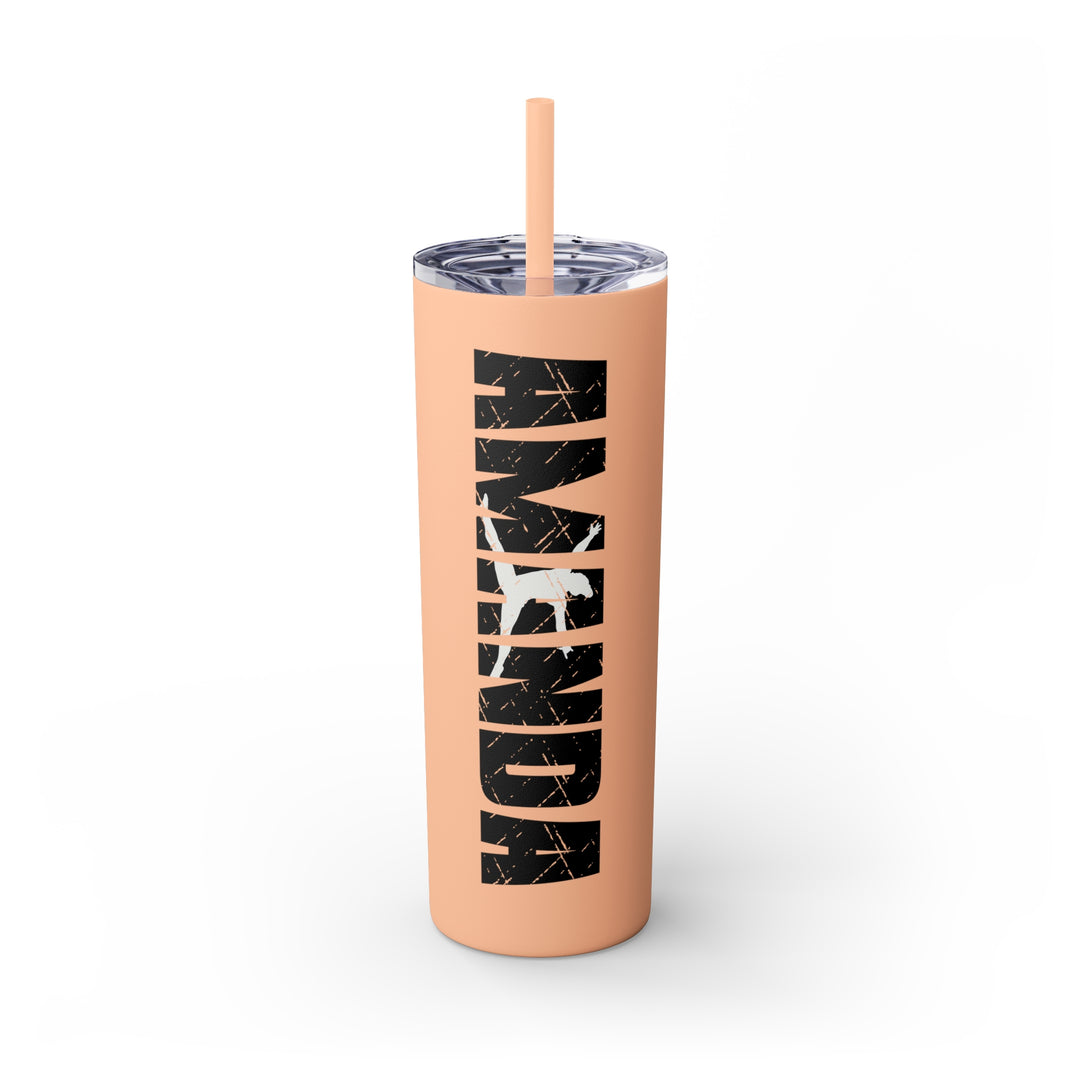 Gymnastics 20oz Skinny Tumbler with Straw w/Custom Name