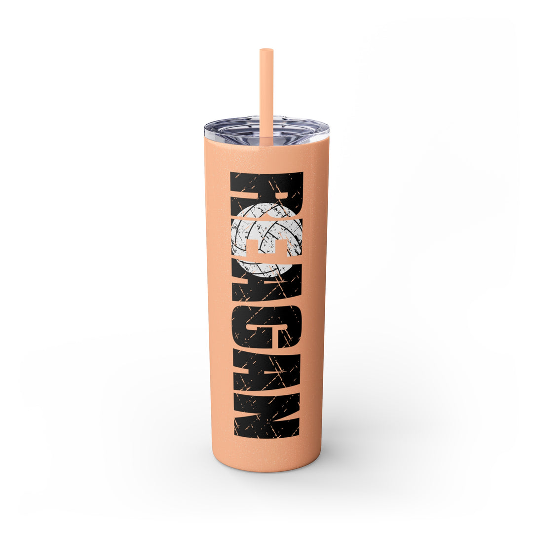Volleyball 20oz Skinny Tumbler with Straw w/Custom Name