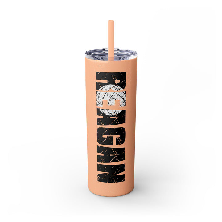 Volleyball 20oz Skinny Tumbler with Straw w/Custom Name