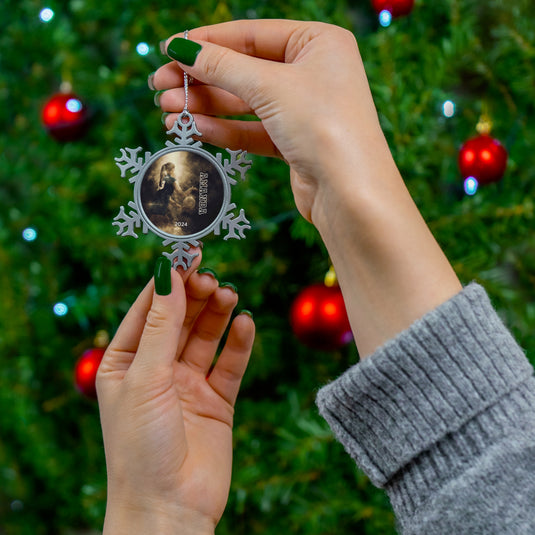 Custom Picture Pewter Snowflake Ornament - Smoke Effect