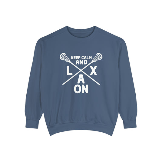 Keep Calm and LAX On Lacrosse Adult Unisex Premium Crewneck Sweatshirt