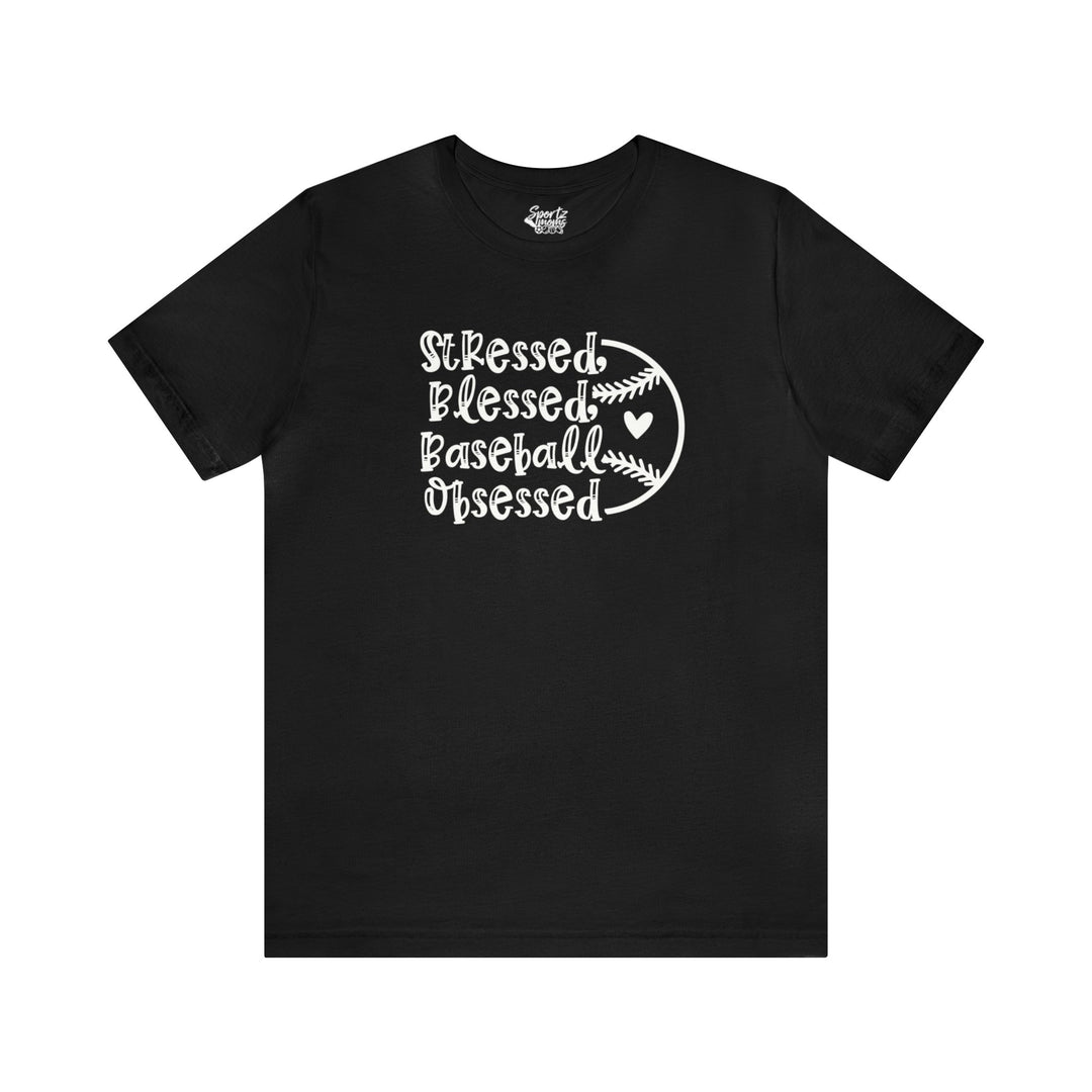Stressed Blessed Baseball Obsessed Adult Unisex Mid-Level T-Shirt