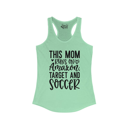 This Mom Runs on Amazon Soccer Adult Women's Racerback Tank