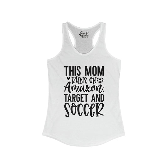 This Mom Runs on Amazon Soccer Adult Women's Racerback Tank