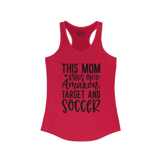 This Mom Runs on Amazon Soccer Adult Women's Racerback Tank