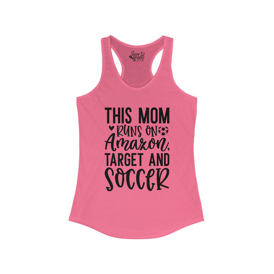 This Mom Runs on Amazon Soccer Adult Women's Racerback Tank