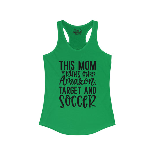 This Mom Runs on Amazon Soccer Adult Women's Racerback Tank