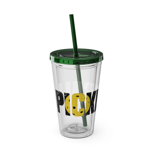 Pickleball 16 oz Sunsplash Tumbler with Straw