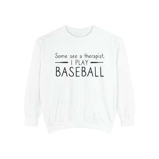 Some See a Therapist I Play Baseball Adult Unisex Premium Crewneck Sweatshirt