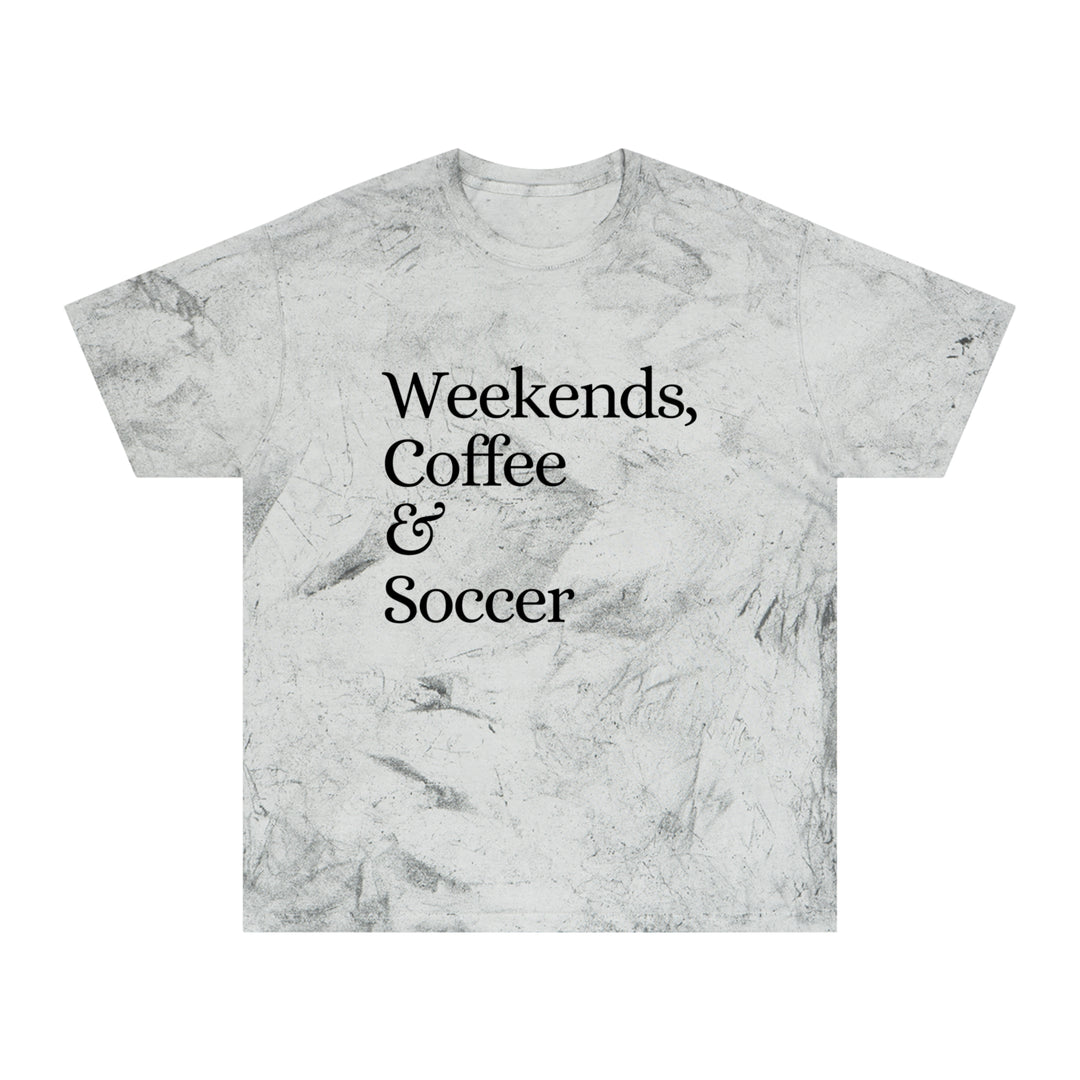 Weekends Coffee & Soccer Adult Unisex Colorblast T-Shirt