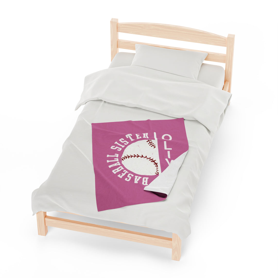 Baseball Plush Blanket - Baseball Sister w/Custom Name