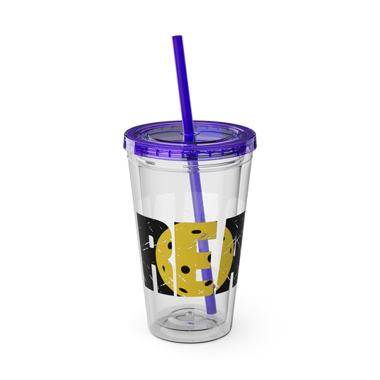 Pickleball 16 oz Sunsplash Tumbler with Straw w/Custom Name