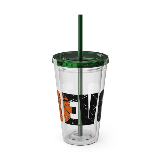 Basketball 16 oz Sunsplash Tumbler with Straw w/Custom Name